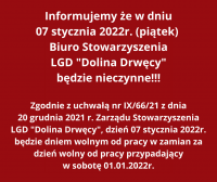 informacja o pracy biura