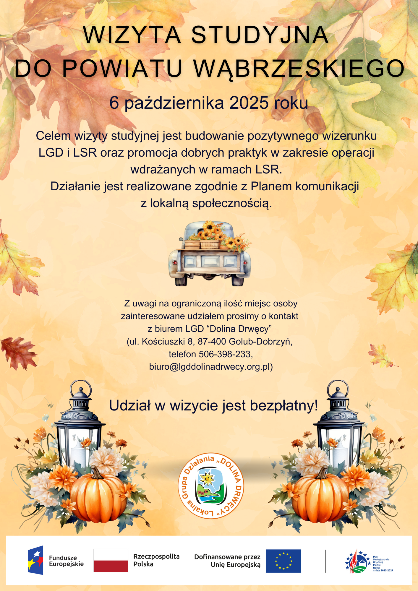 Zapraszamy do udziału w Wizycie studyjnej do Powiatu Wąbrzeskiego